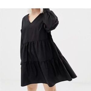 ASOS Curve Black Tiered Babydoll Dress – Size 4